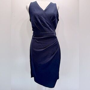 Navy Blue Dress Textured Sleeveless Surplice Front Bodycon ModCloth by Alythea L